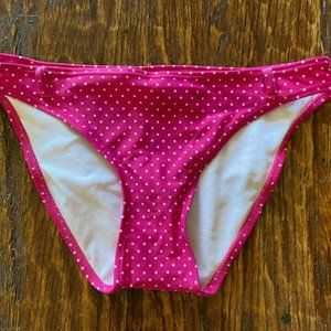 NWT* Hula Honey HI-CUT Full Coverage BIKINI SWIM BOTTOM * HOT PINK White Dots S